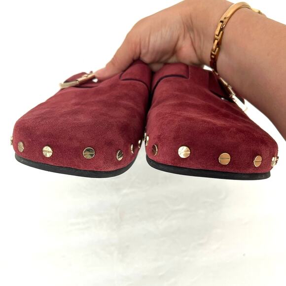 Veronica Beard Fern Suede Mule Clog Maroon Red Women's Size 9 - Picture 10 of 12